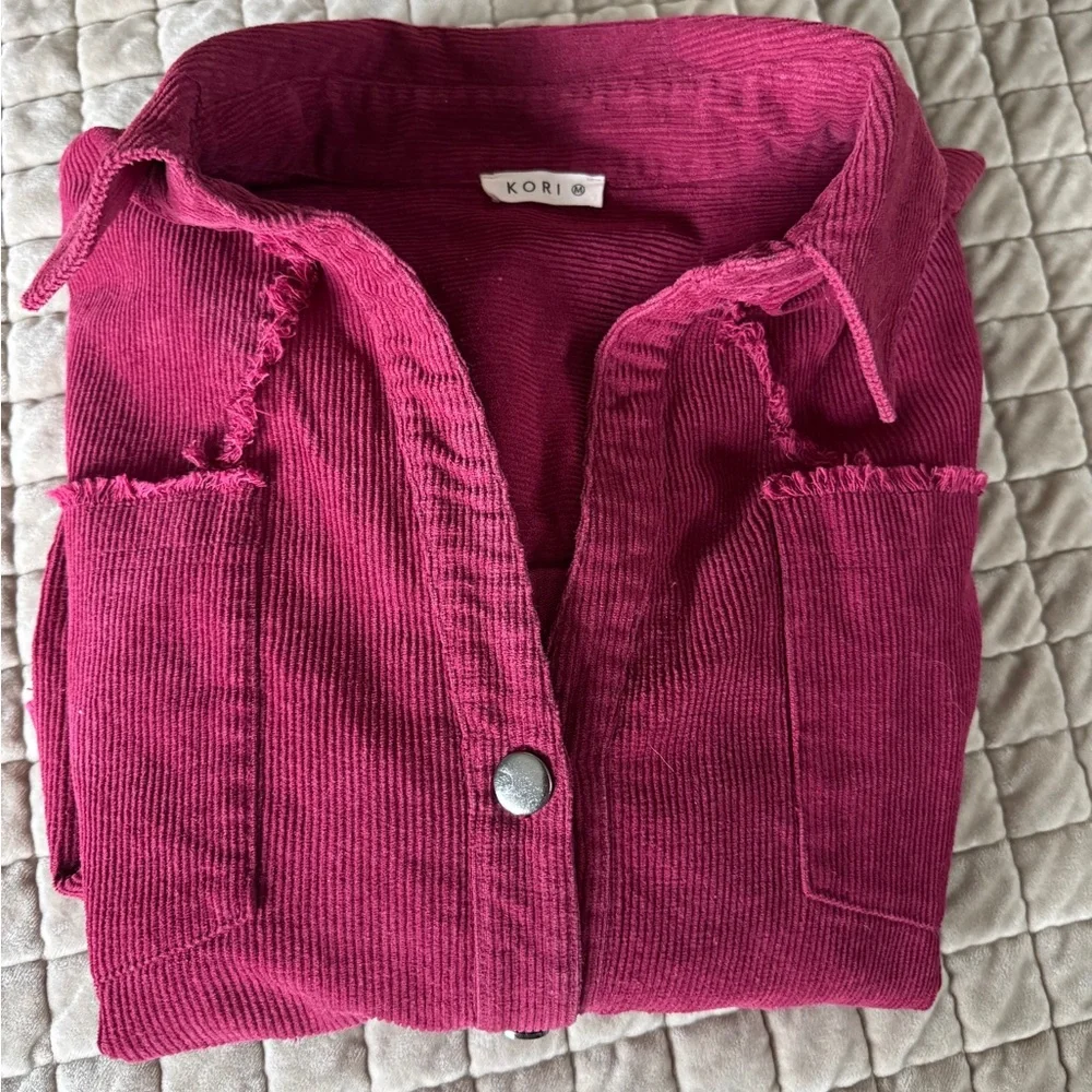 Kori Corduroy Jacket‎ Medium Boho Western Cropped Frayed Hem